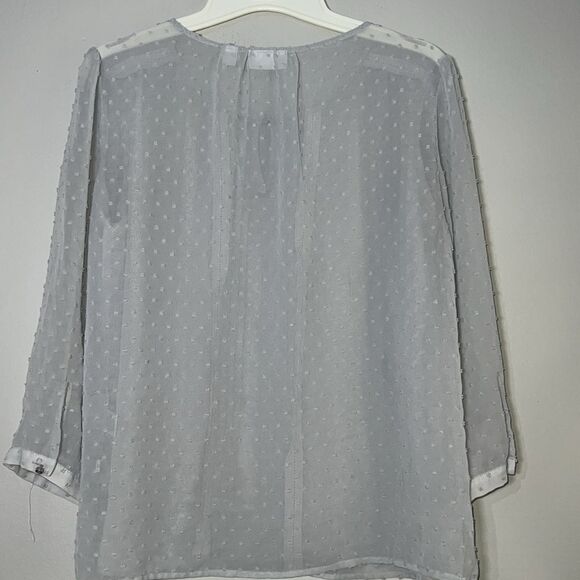 New York & Company semi sheer clip dot blouse - Picture 6 of 8